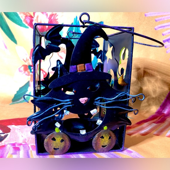 Vintage Folk Art Metal Halloween Candle Holder - Picture 8 of 9